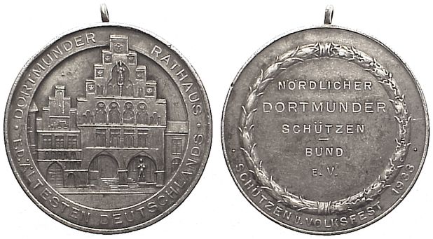 Foto Dortmund, Stadt Tragbare versilberte Bronzemedaille 1933