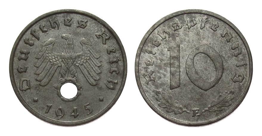 Foto Drittes Reich 10 Pfennig 1945 E