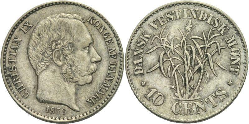 Foto Dänisch Westindien 10 Cents 1878