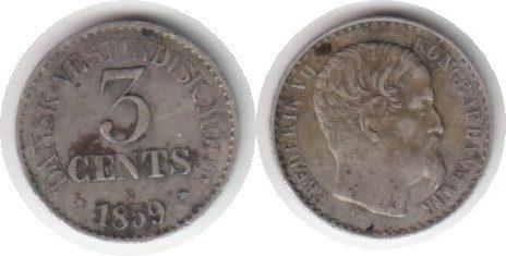 Foto Dänisch Westindien 3 Cents 1859