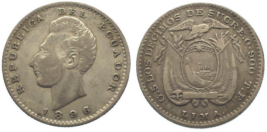 Foto Ecuador 2 Decimos 1896