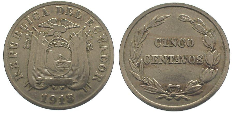 Foto Ecuador 5 Centavos 1918