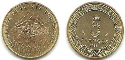 Foto Equatorial Guinea - 5 Francs - 1985 - 04235 foto 789634