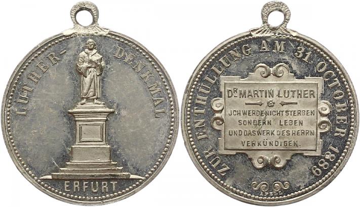 Foto Erfurt-Stadt Zinnmedaille 1889