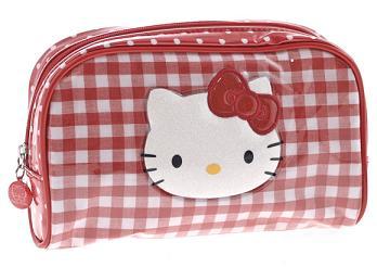Foto Estuche maquillaje cuadraditos rojo hello kitty