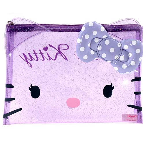 Foto Estuche portatodo transparente de color lila Hello Kitty