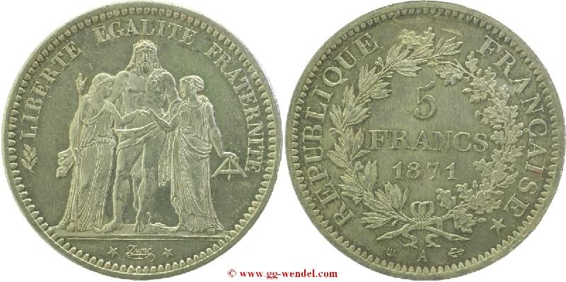 Foto Europa 5 Francs 1871