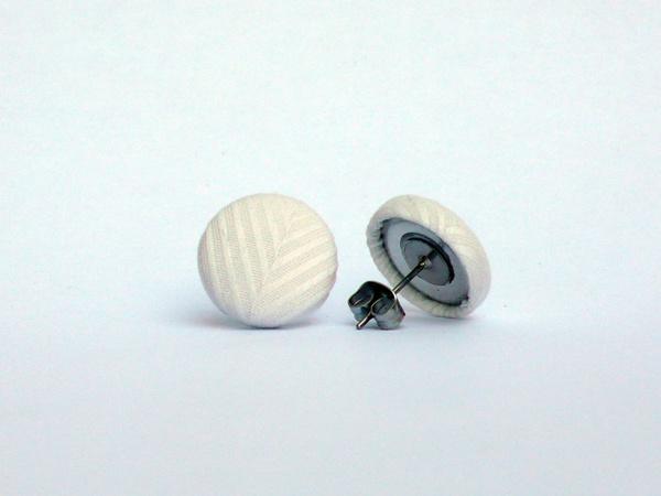 Foto Fabric Button Earring Studs - White by Poppy Dreams