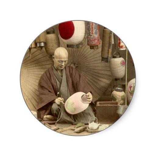 Foto Fabricantes japoneses de la linterna de papel, fot Pegatina Redonda foto 643858