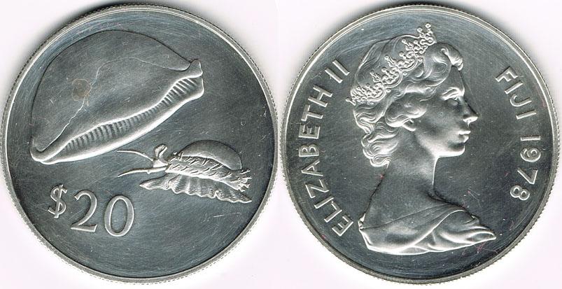 Foto Fidschi Inseln 20 Dollar 1978