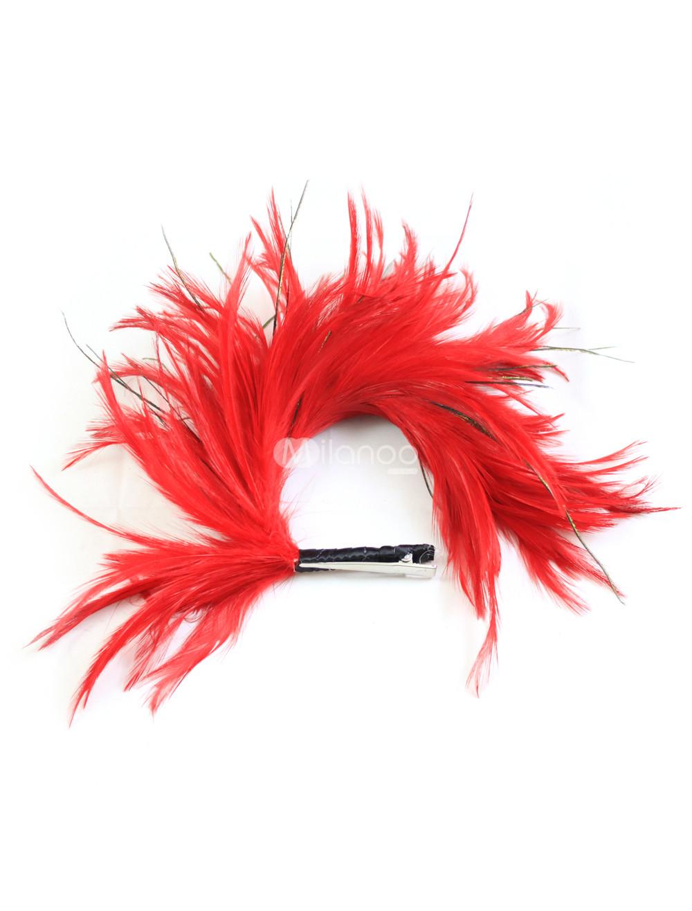 Foto Flor de cabeza de atractivo color rojo Metal plumas mujer foto 77072