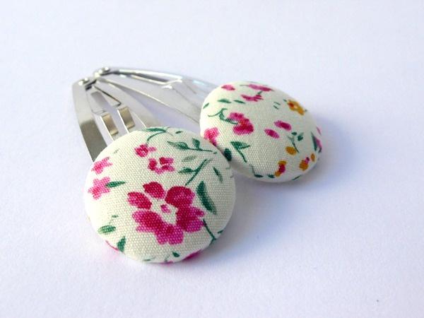 Foto Floral Fabric Button Hair Clips by Poppy Dreams