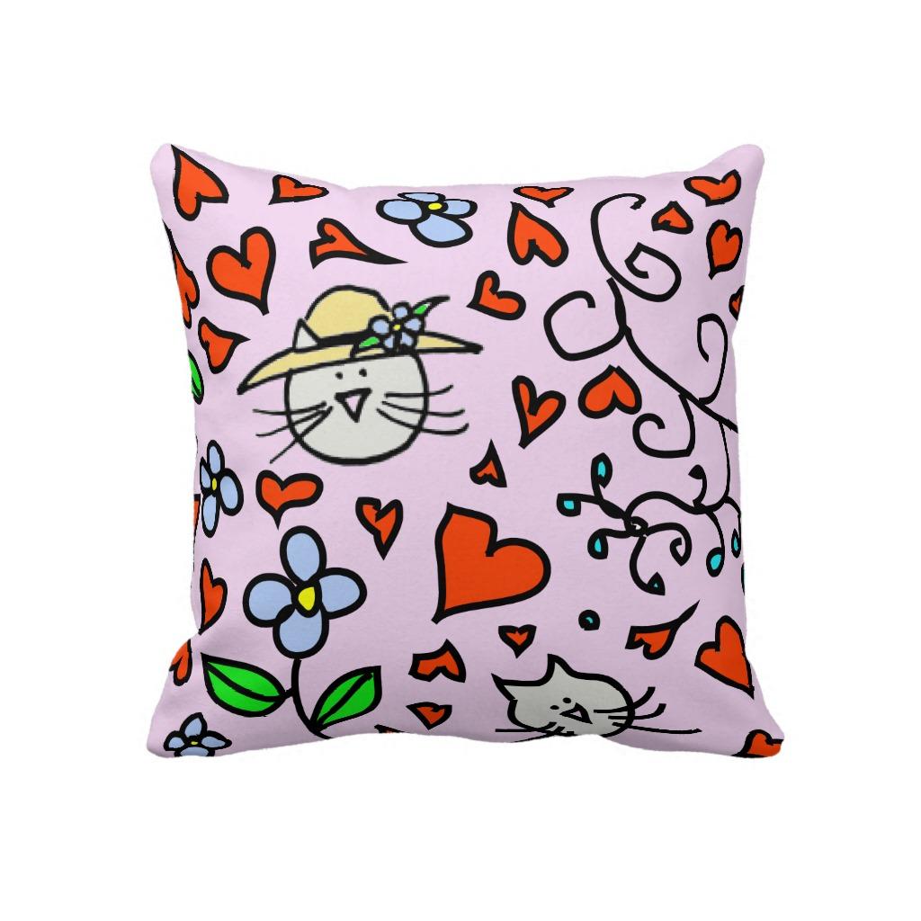 Foto Flores y gatos retros lindos, gorra de la flor Almohadas foto 913035