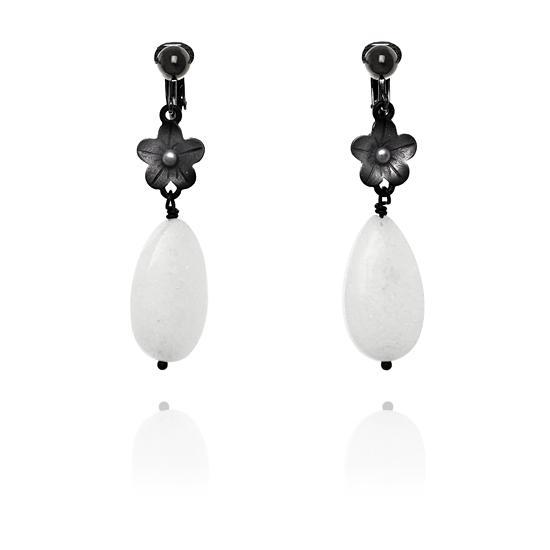 Foto Flower and Teardrop Clip On Earrings - Black and White foto 640247