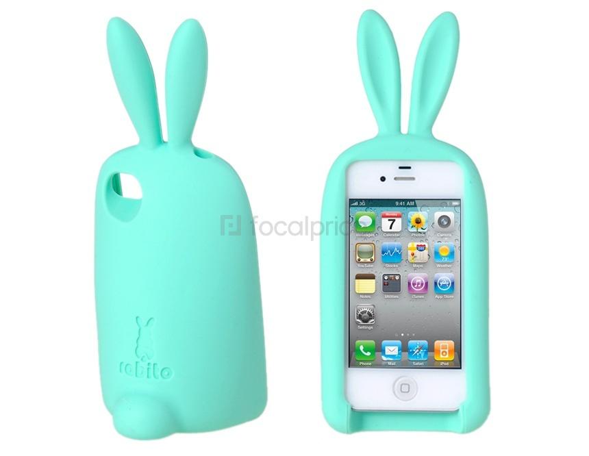 Foto Forma del protector 3D Conejito de silicona para el iPhone 4/4S (verde) foto 354739