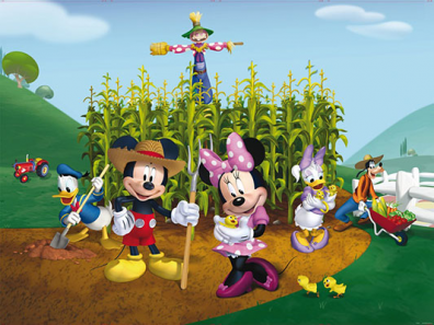 Foto Fotomural infantil Mickey y Minnie en el campo