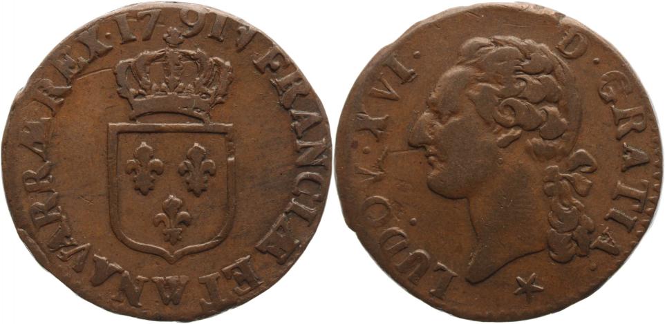 Foto Frankreich Cu 1/2 Sol 1791 W