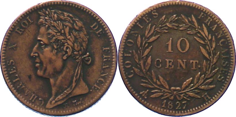 Foto Frankreich-Französische Kolonien 10 Centimes 1827 H foto 654288