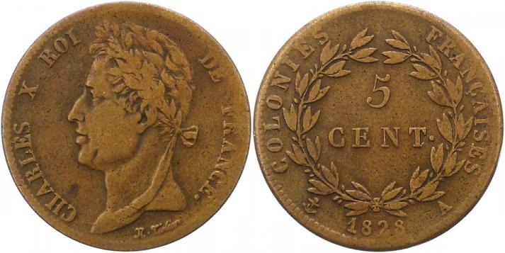 Foto Frankreich-Französische Kolonien 5 Centimes 1828 A foto 654286