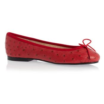 Foto French Sole Red Leather;ostrich Ballet Flat. foto 178183