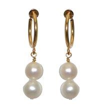 Foto Fresca duo cerceau gold plated 10mm freshwater pearl clip on earrings