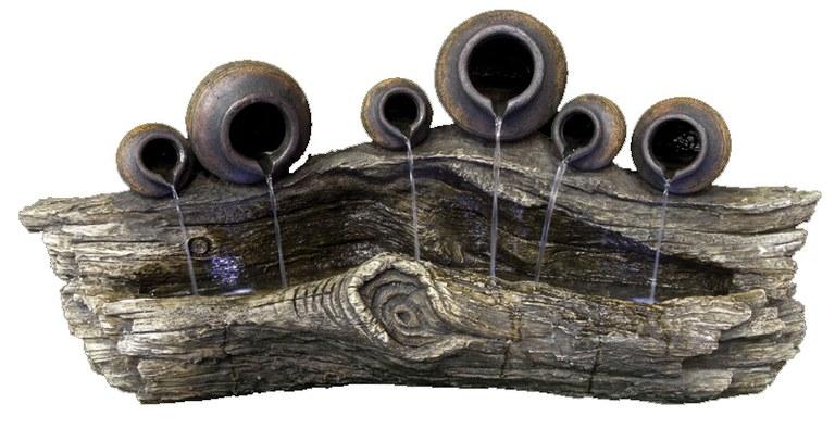 Foto Fuente agua de resina tronco con cantaros