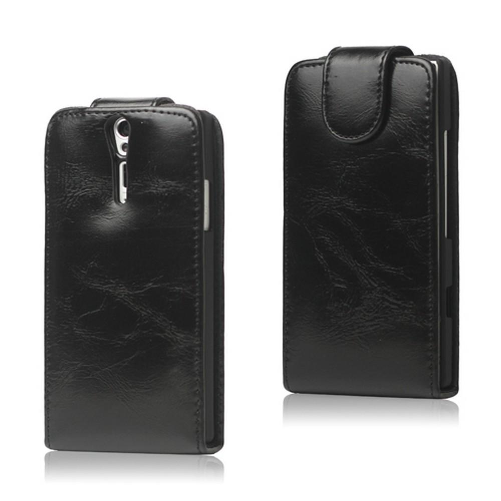 Foto Funda flip cuero sintético para Sony Xperia S LT26i / Nozomi. Negro