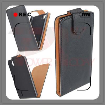 Foto Funda Piel Con Tapa Solapa Para Huawei Ascend P2 -  Negro foto 941086