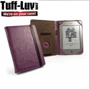 Foto Funda Tuff-Luv Embrace estilo cuero para Amazon Kindle Touch - Morada