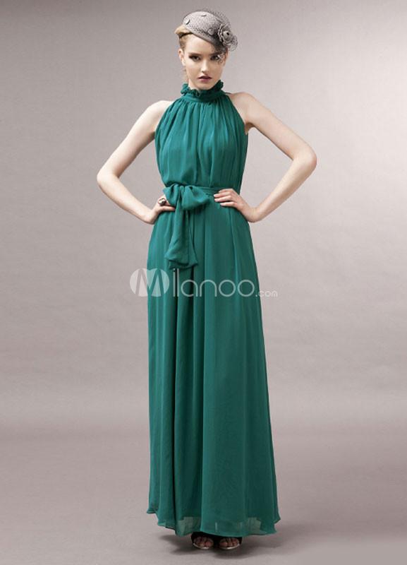 Foto Gasa de cintura imperio cubierto alta moda Collar piso de longitud vestido de fiesta foto 303867