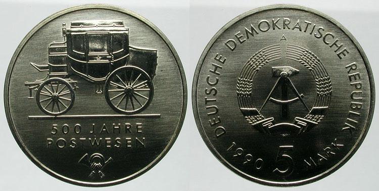 Foto Gedenkmünzen in Normalprägung 5 Mark 1990