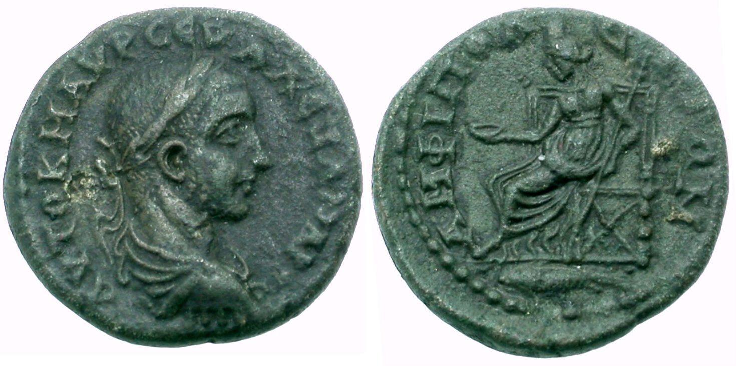 Foto Griechische Münzen Unter Rom Ae Bronze 222-235