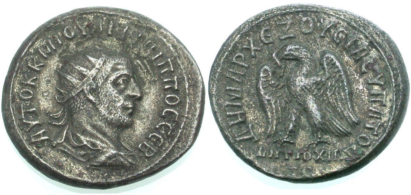 Foto Griechische Münzen Unter Rom Billon Tetradrachmon 244-249