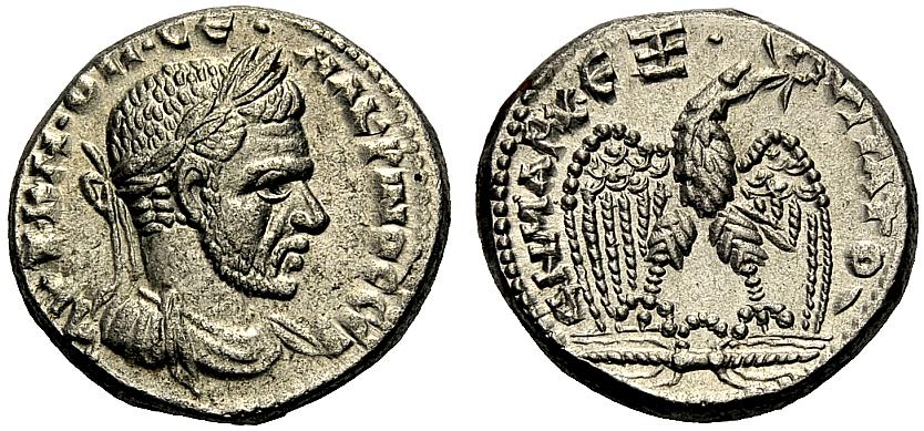 Foto Griechische Münzen Unter Rom Tetradrachmon 217-218