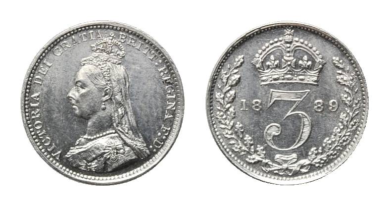 Foto Großbritannien, 3 Pence 1889, foto 44909