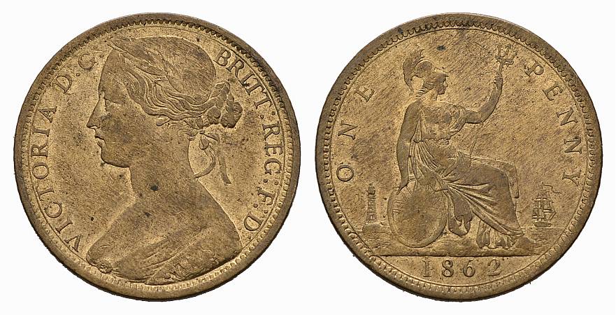Foto Grossbritannien Cu-Penny 1862