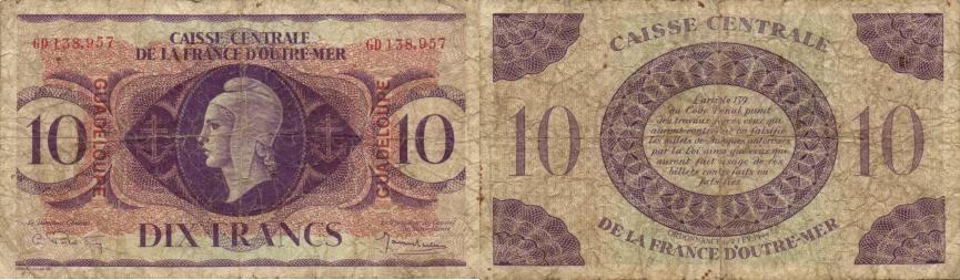 Foto Guadeloupe 10 Francs 1944