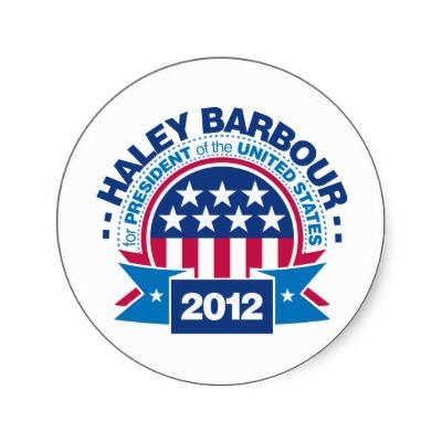 Foto Haley Barbour para el presidente 2012 Etiquetas Redondas foto 315681