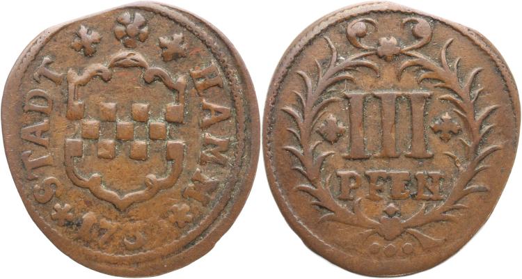 Foto Hamm, Stadt 3 Pfennig 1739