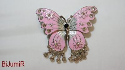Foto Hebilla Buckle Para Cinturon. Mariposa De Color Rosa Con Diamantes De Imitación foto 438702