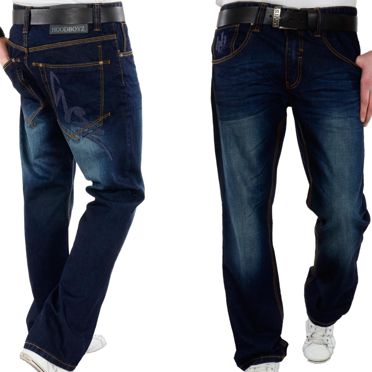 Foto Hoodboyz Hombres Loose Fit Jeans De Color Azul Oscuro foto 648046