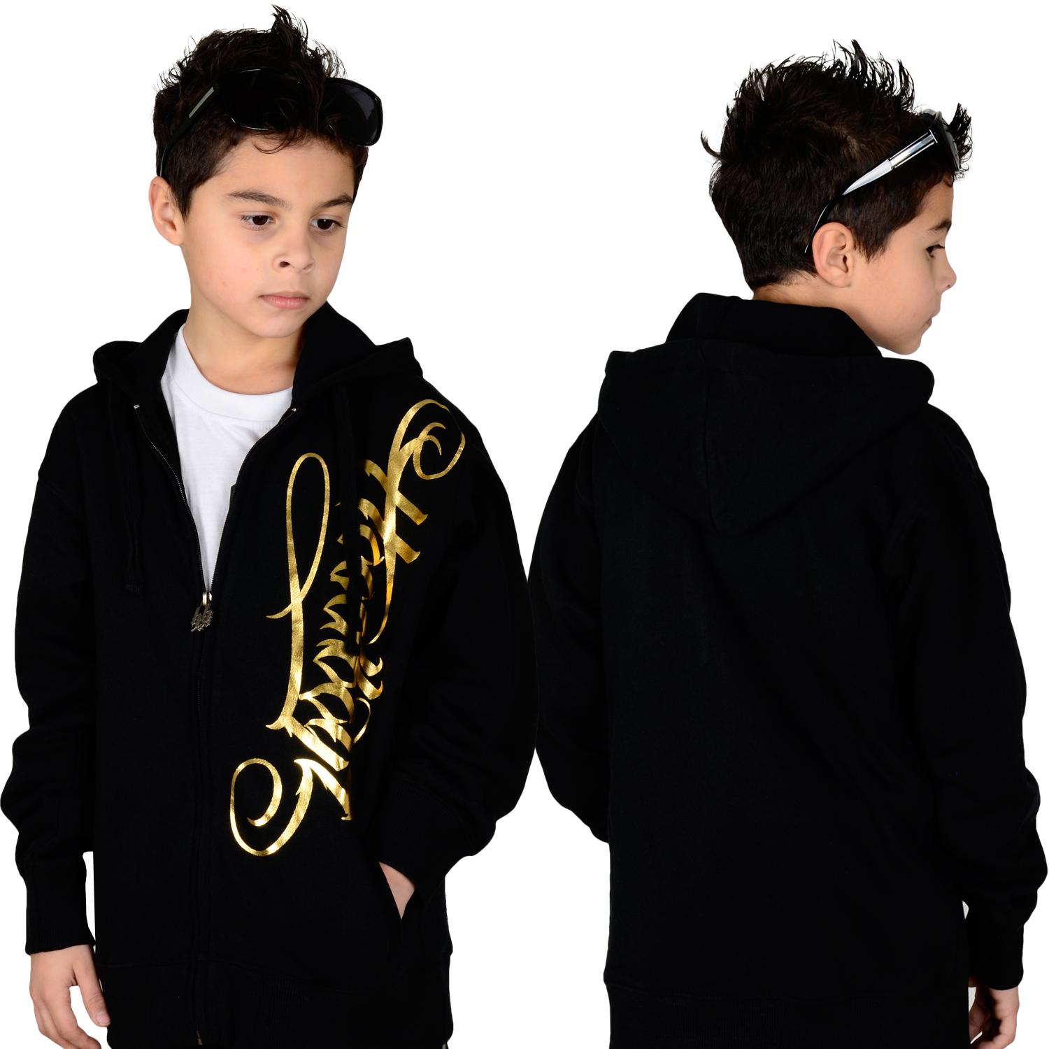 Foto Hoodboyz Kids Foil Print Logo Niños Sudaderas Con Capucha Con Crema...