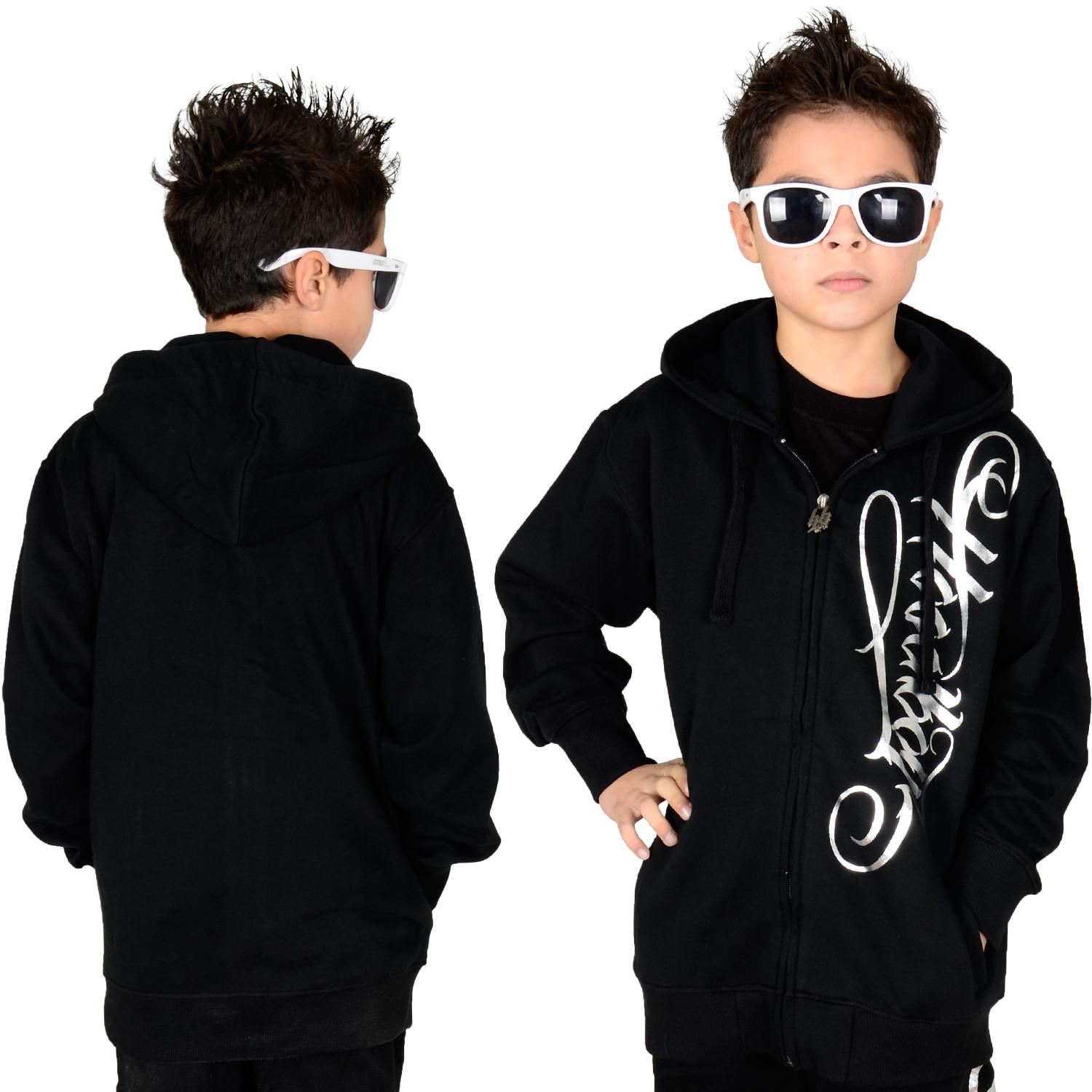 Foto Hoodboyz Kids Foil Print Logo Niños Sudaderas Con Capucha Con Crema...