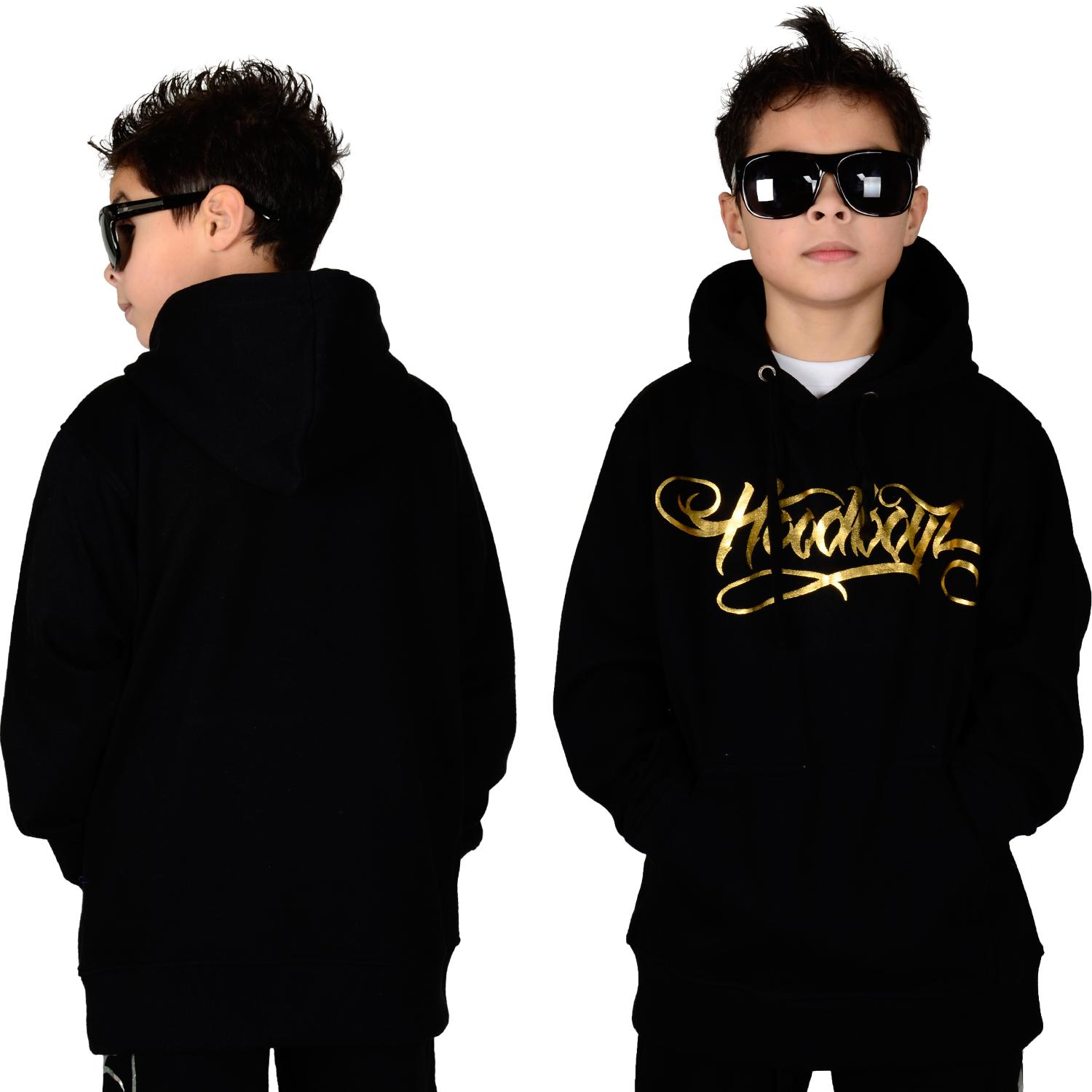 Foto Hoodboyz Kids Foil Print Logo Niños Sudaderas Con Capucha Negro Oro