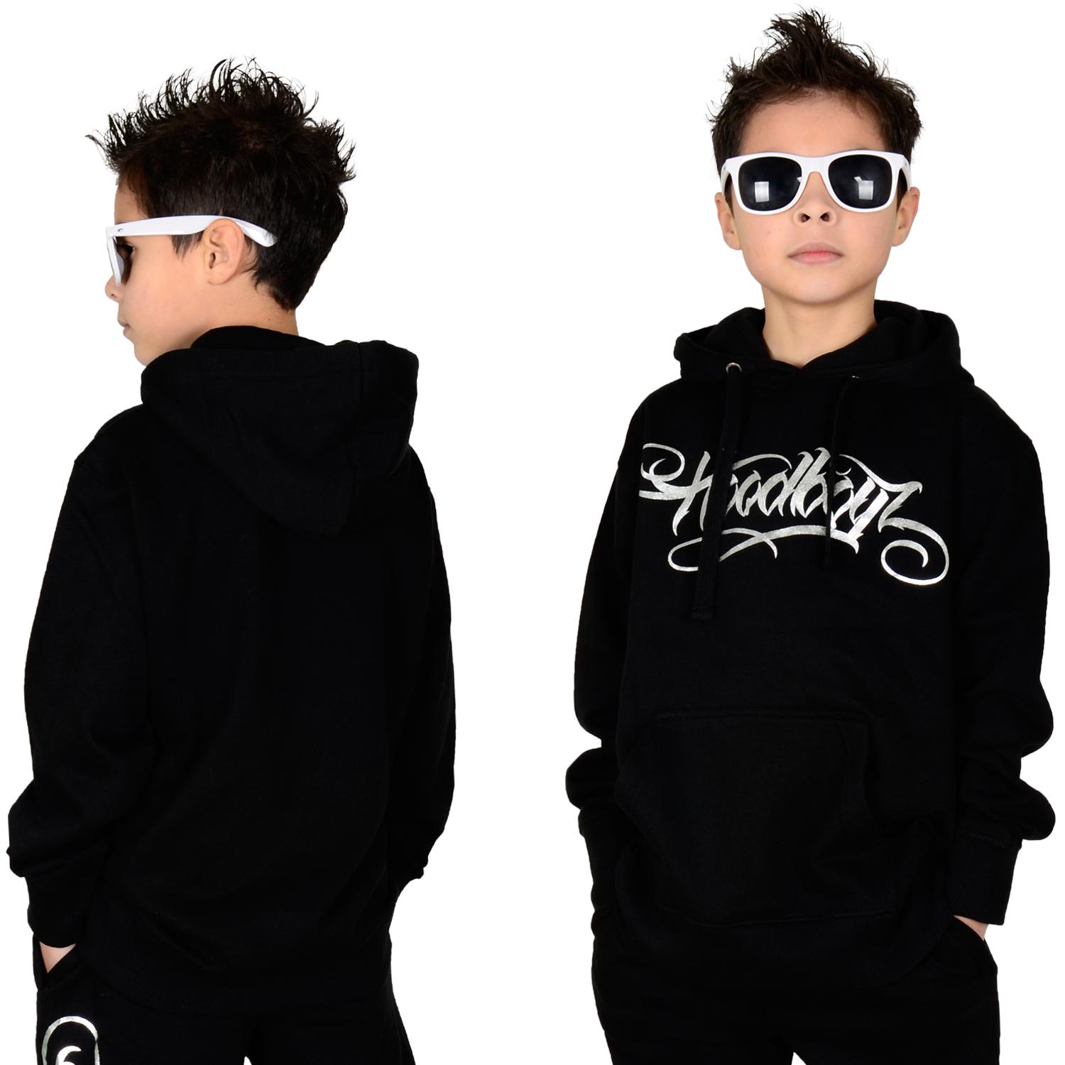 Foto Hoodboyz Kids Foil Print Logo Niños Sudaderas Con Capucha Negro Plata