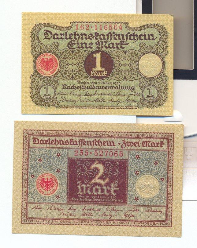 Foto Inflation 1 Mark + 2 Mark 1920