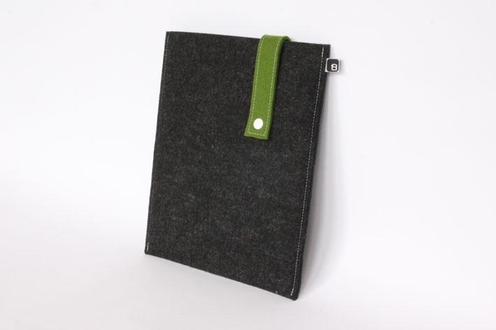 Foto iPad case: Charcoal and olive wool felt