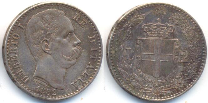Foto Italien: Umberto I , 1878-1900 2 Lire 1882 R Roma foto 765961