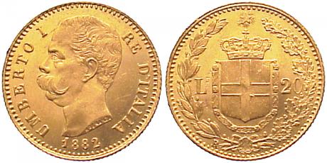 Foto Italien-Königreich 20 Lire Gold 1882 R foto 664325
