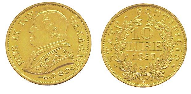 Foto Italien-Kirchenstaat 10 Lire Gold 1867 foto 139709